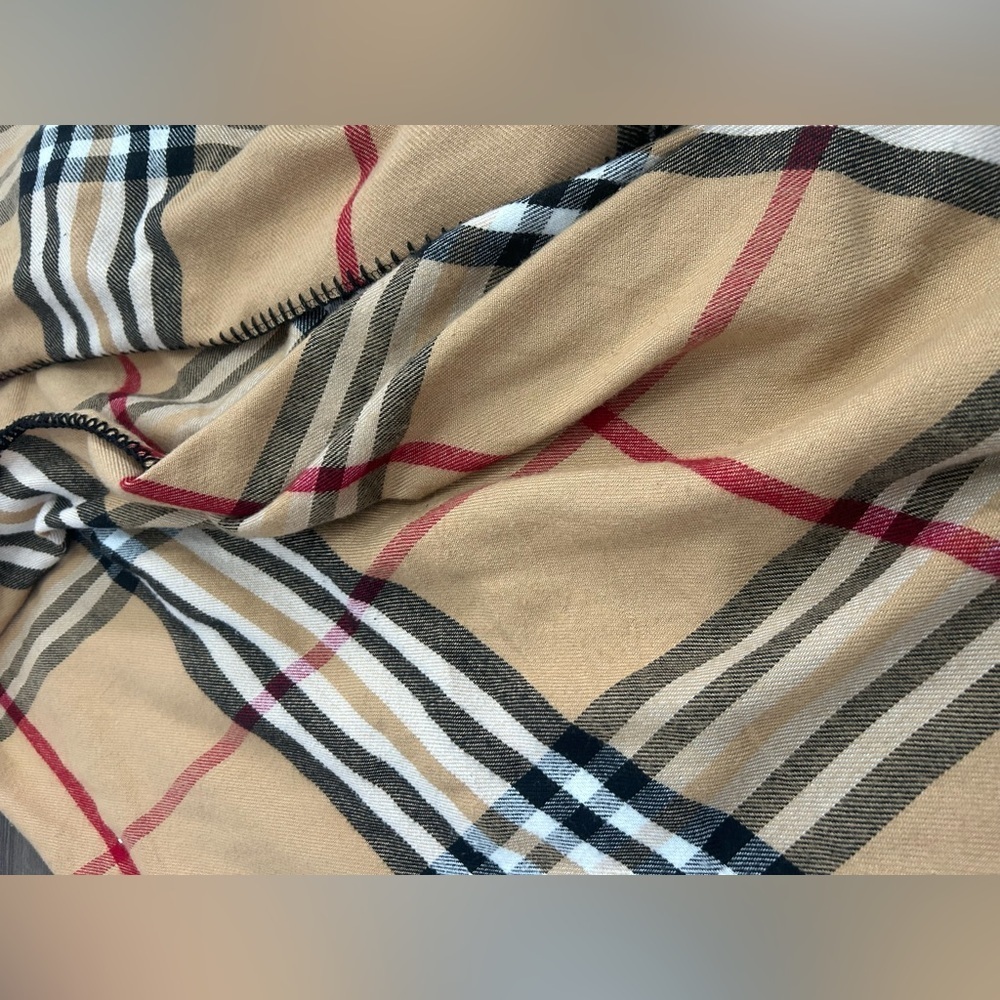 Plaid Tan and Red Classy Poncho - Picture 2 of 2